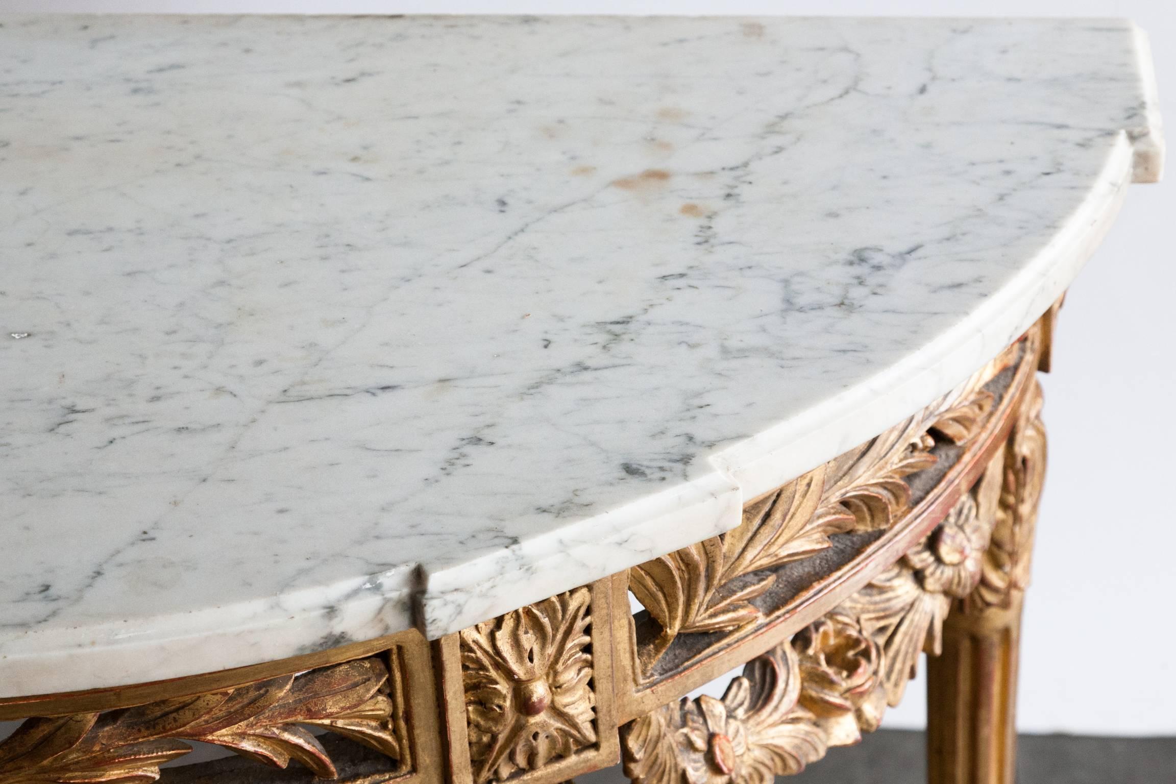 Louis XVI Giltwood Demilune Console Table, France, circa 1785 In Good Condition In London, GB