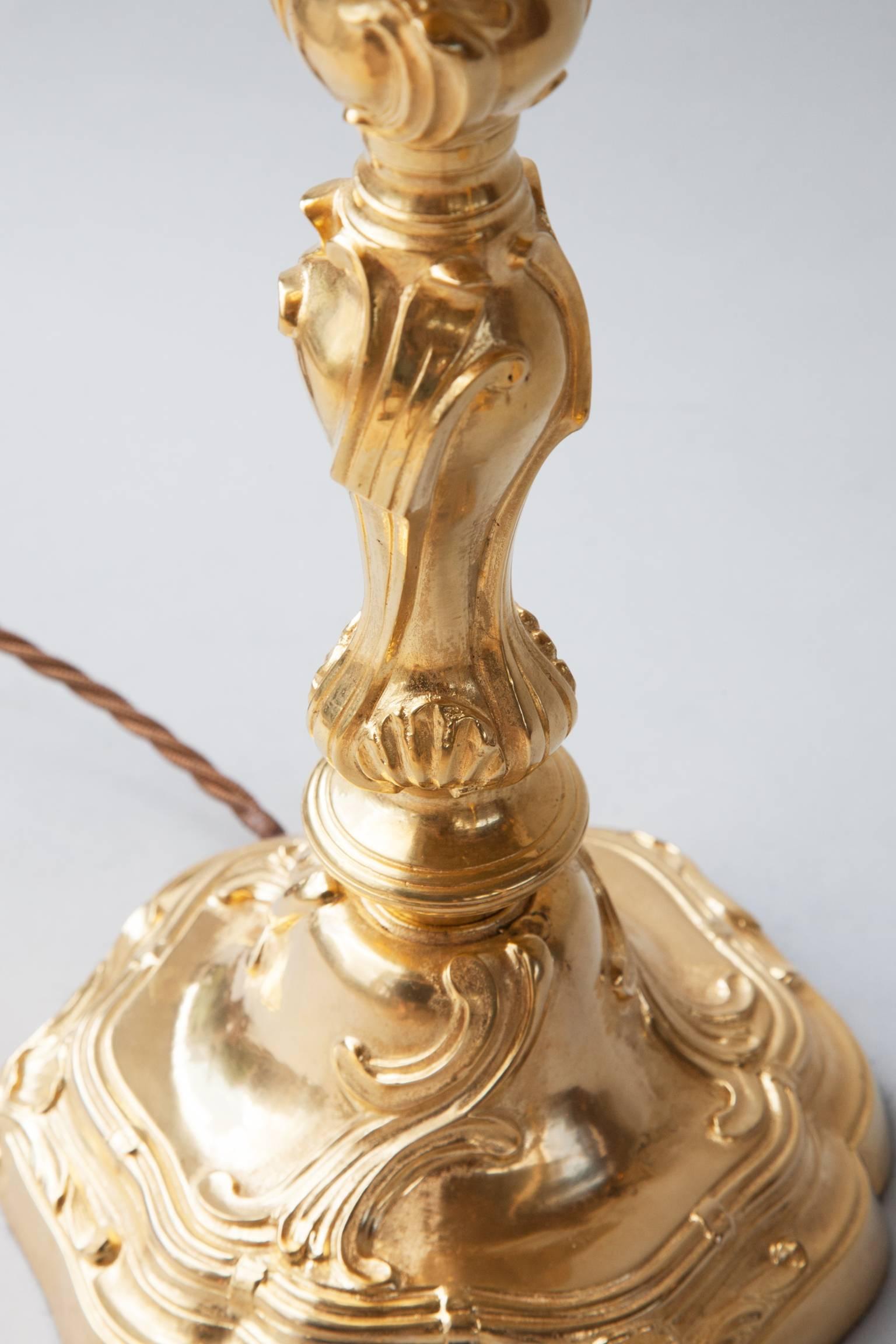 Late 19th Century Louis XV Style Rococo Candlesticks Converted to Table Lamps For Sale 3