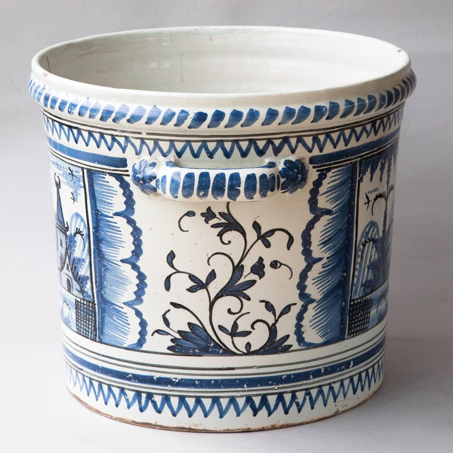 Louis XV Very Large 18th Century Faience 'Pot A Oranger' Or Orange Pot, Nevers, France