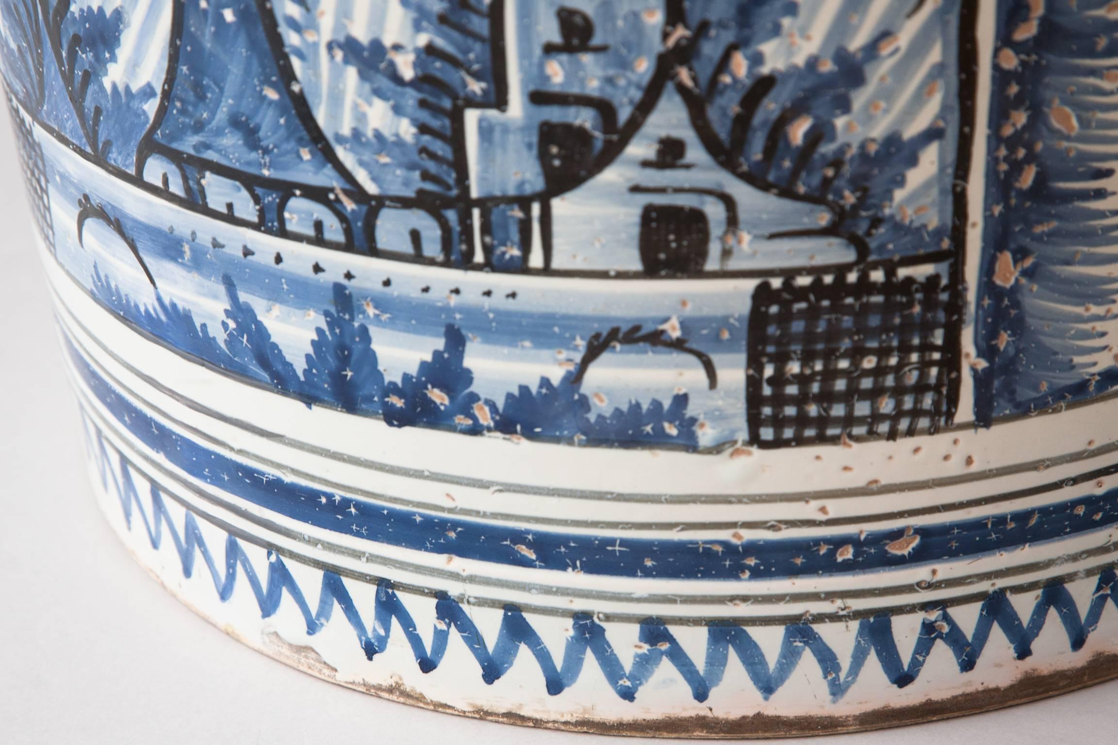 Very Large 18th Century Faience 'Pot A Oranger' Or Orange Pot, Nevers, France 3