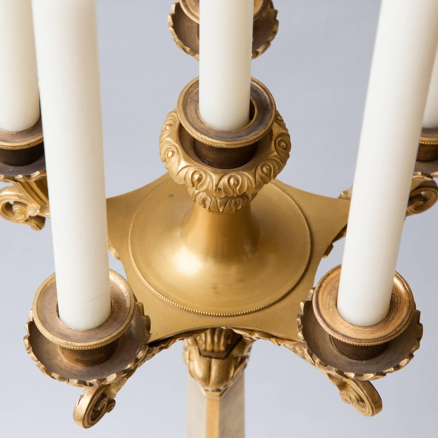 Important Pair of Early 19th Century Six-Light Ormolu Restauration Candelabra For Sale 2
