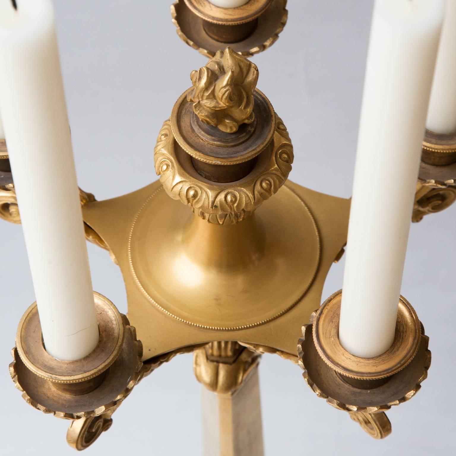 Important Pair of Early 19th Century Six-Light Ormolu Restauration Candelabra For Sale 3
