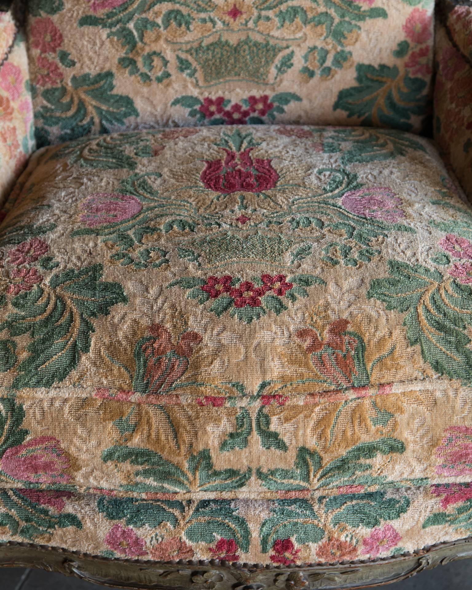Louis XV Carved Rococo Painted Bergére or Armchair, France, circa 1760 4