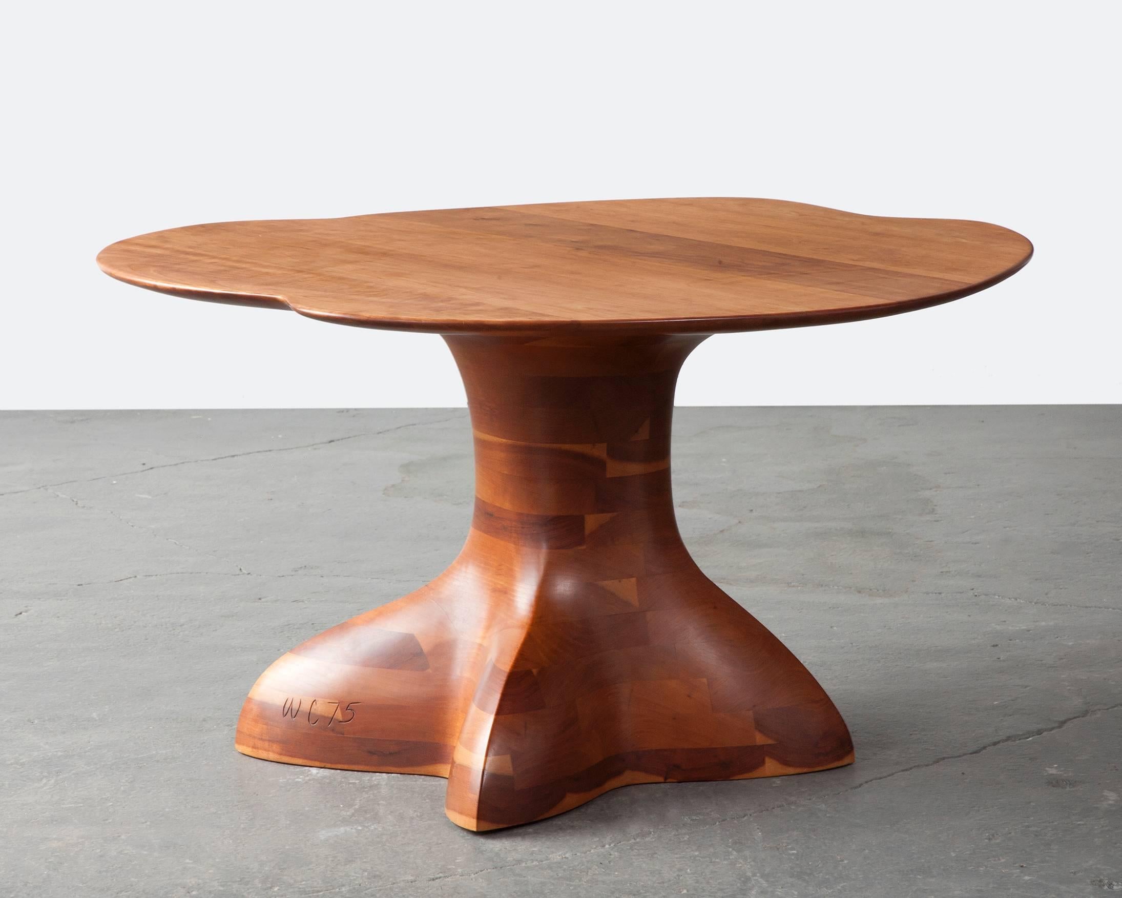 Unique coffee table in stack laminated cherry. Designed and made by Wendell Castle, Rochester, New York, 1975. Signed and dated 