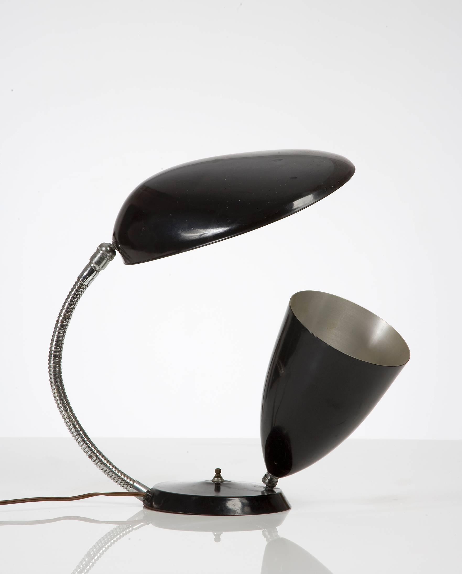 American Table Lamp in Black Enameled Aluminum by Greta Magnusson Grossman, circa 1950