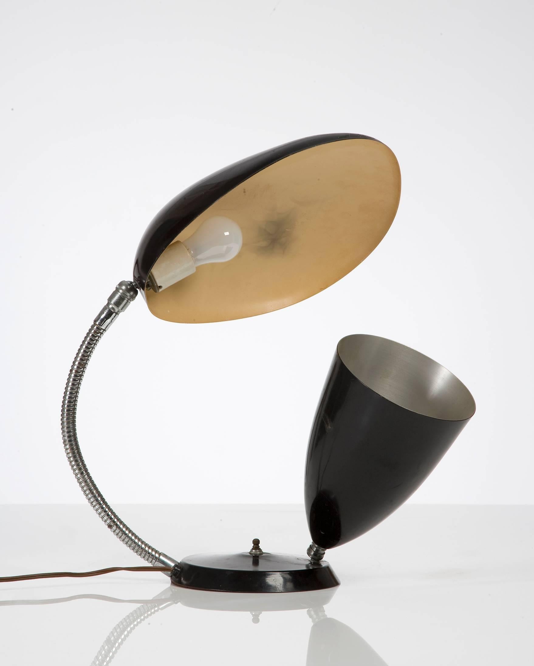 Table Lamp in Black Enameled Aluminum by Greta Magnusson Grossman, circa 1950 In Excellent Condition In New York, NY