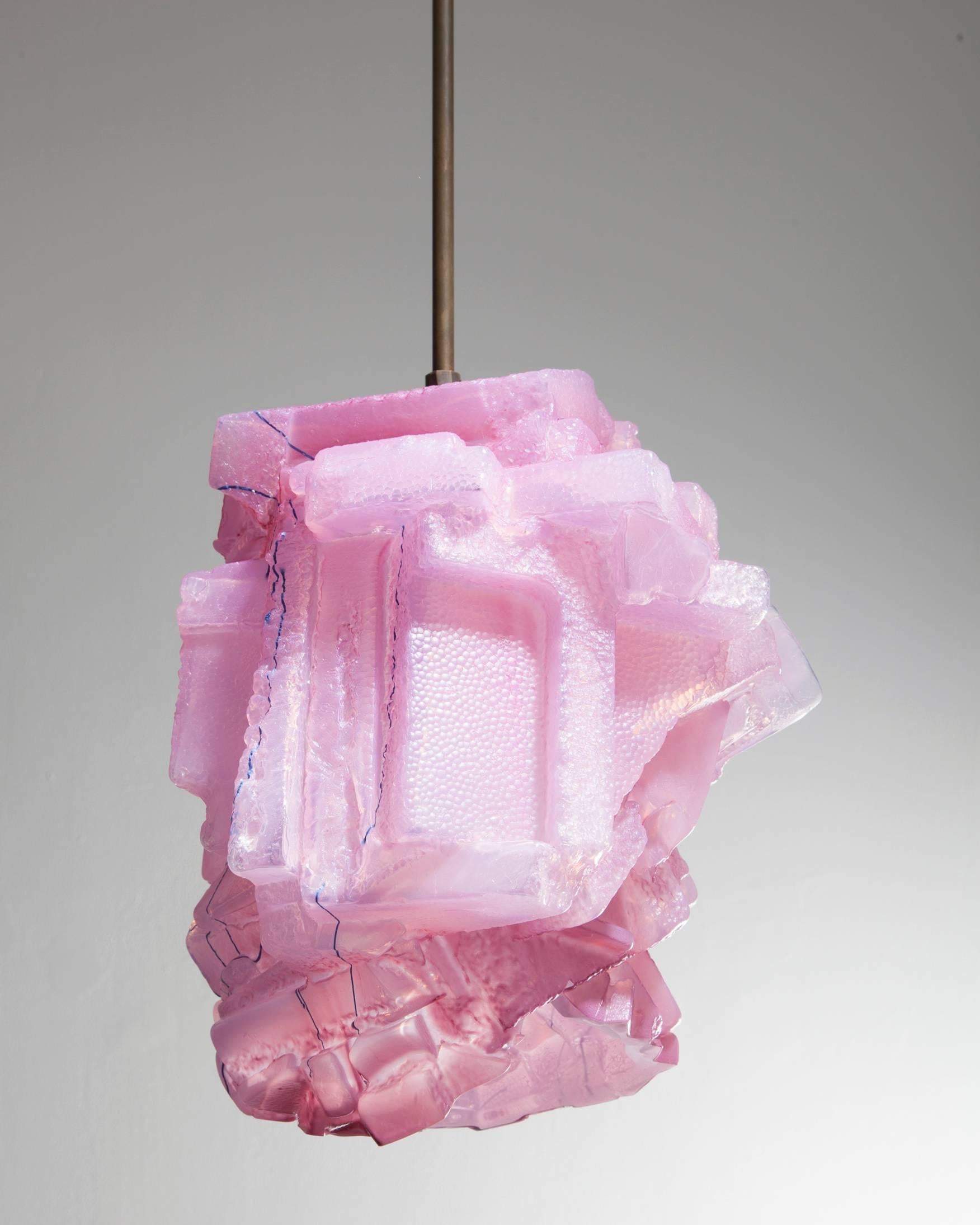 Hand-Crafted Unique Assemblage Pendant Lamp in Handblown Glass by Thaddeus Wolfe, 2015
