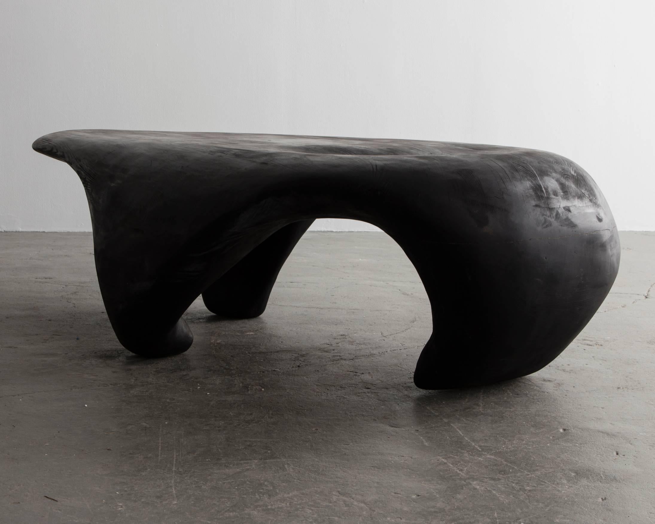 Large sculptural coffee table/polar bear form in laminated southern yellow pine. Designed and made by Rogan Gregory, USA, 2016.