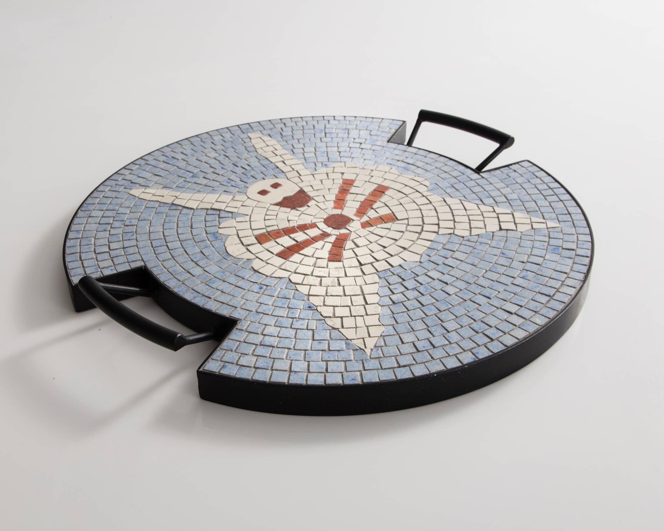 The spider tray in hand-set mosaic, from the 