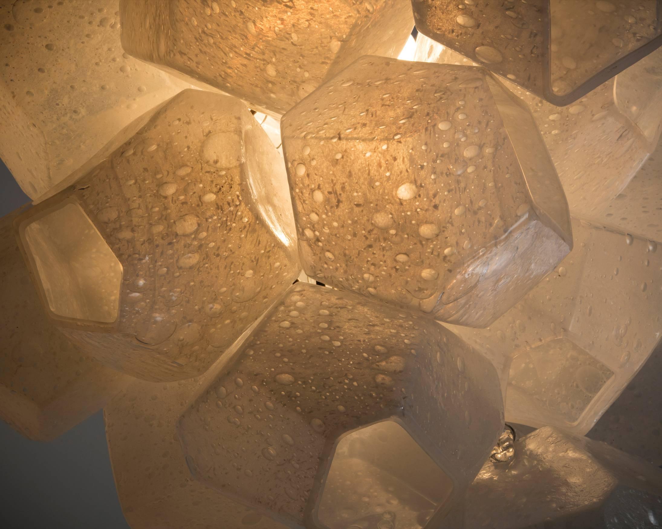 Blown Glass Illuminated Faceted Cluster Sculpture by Jeff Zimmerman, 2015