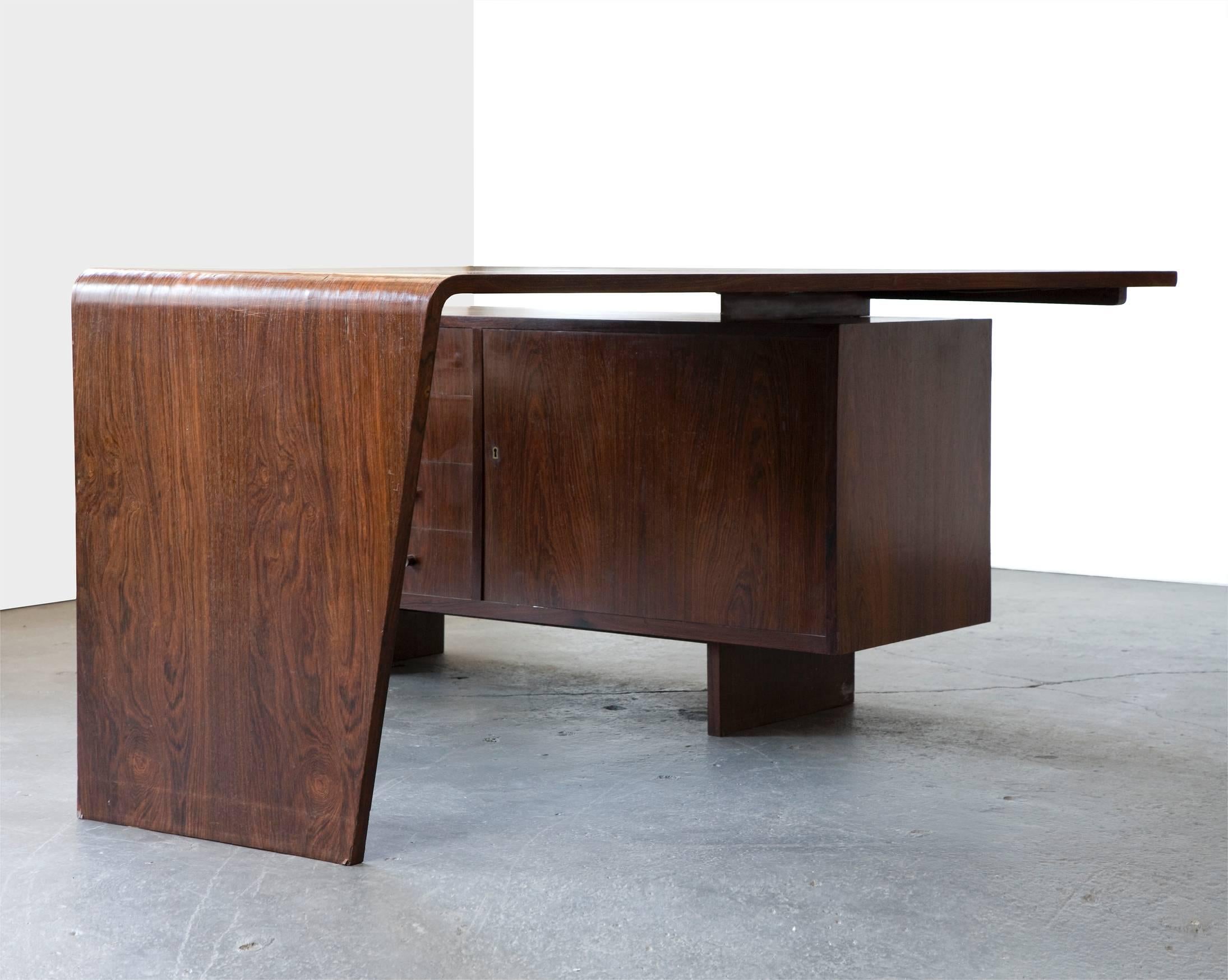 Brazilian Jacaranda Desk by Joaquim Tenreiro, Brazil, 1950s