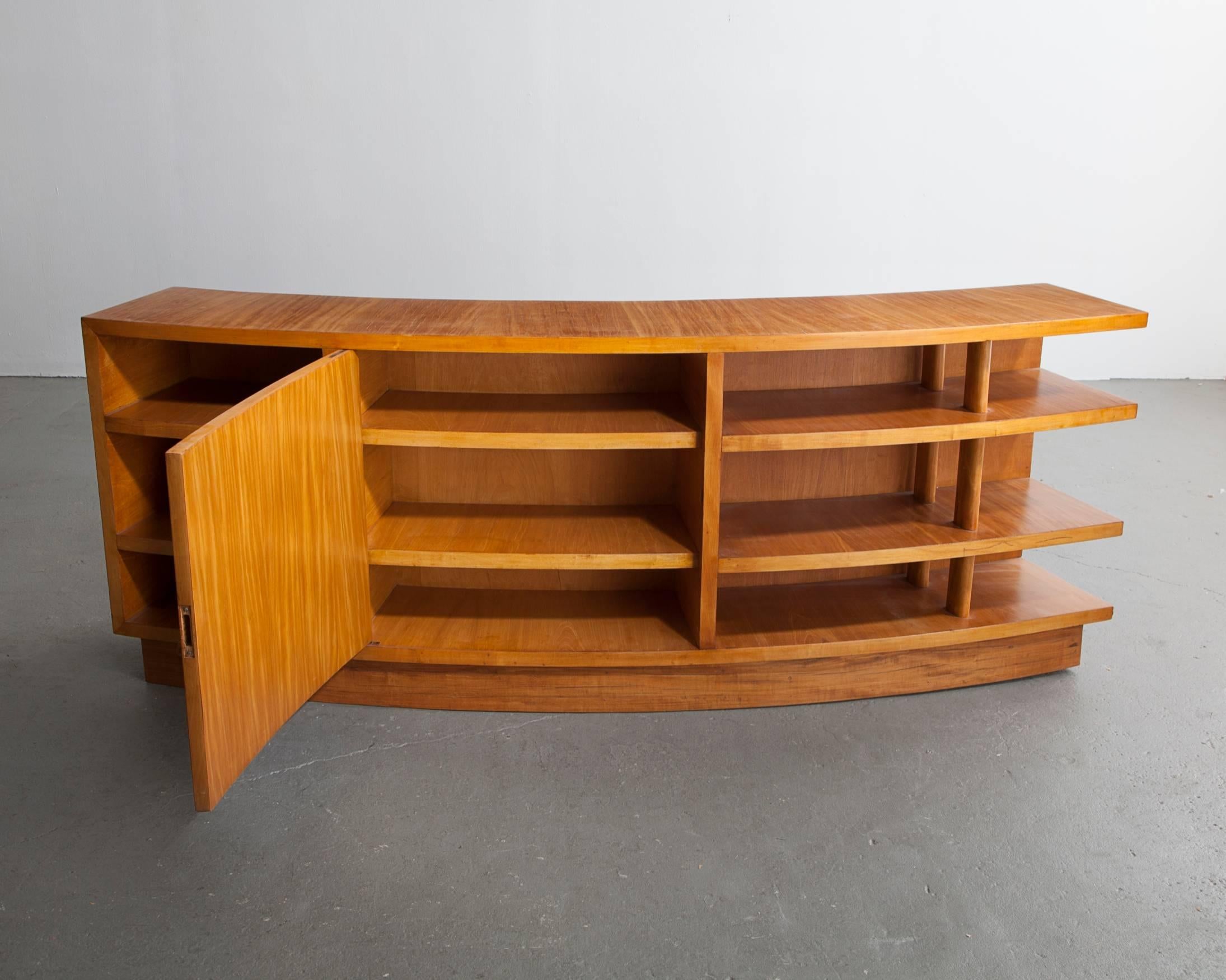 Curved Credenza by Joaquim Tenreiro, Brazil, 1940s In Good Condition In New York, NY