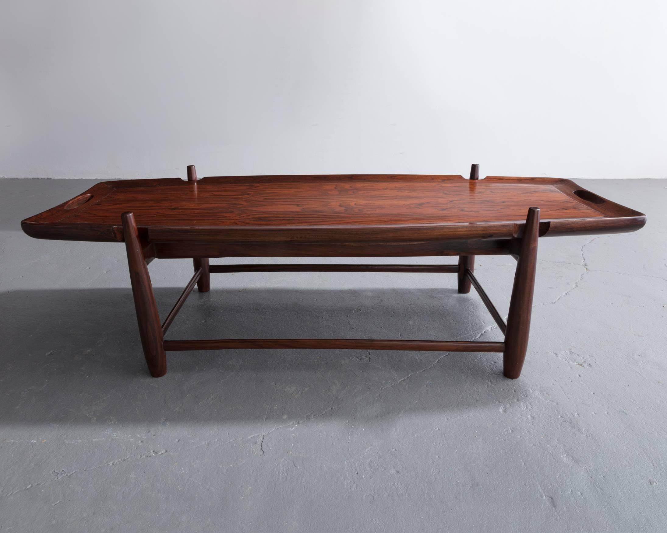 Mid-20th Century Arimello Coffee Table with Handles Designed by Sergio Rodrigues, Brazil, 1958