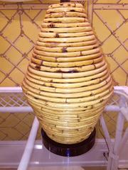 Pair of American Mid-Century Bamboo Cone Shape Lamps