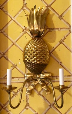 Pair of Midcentury American Brass Pineapple Sconces