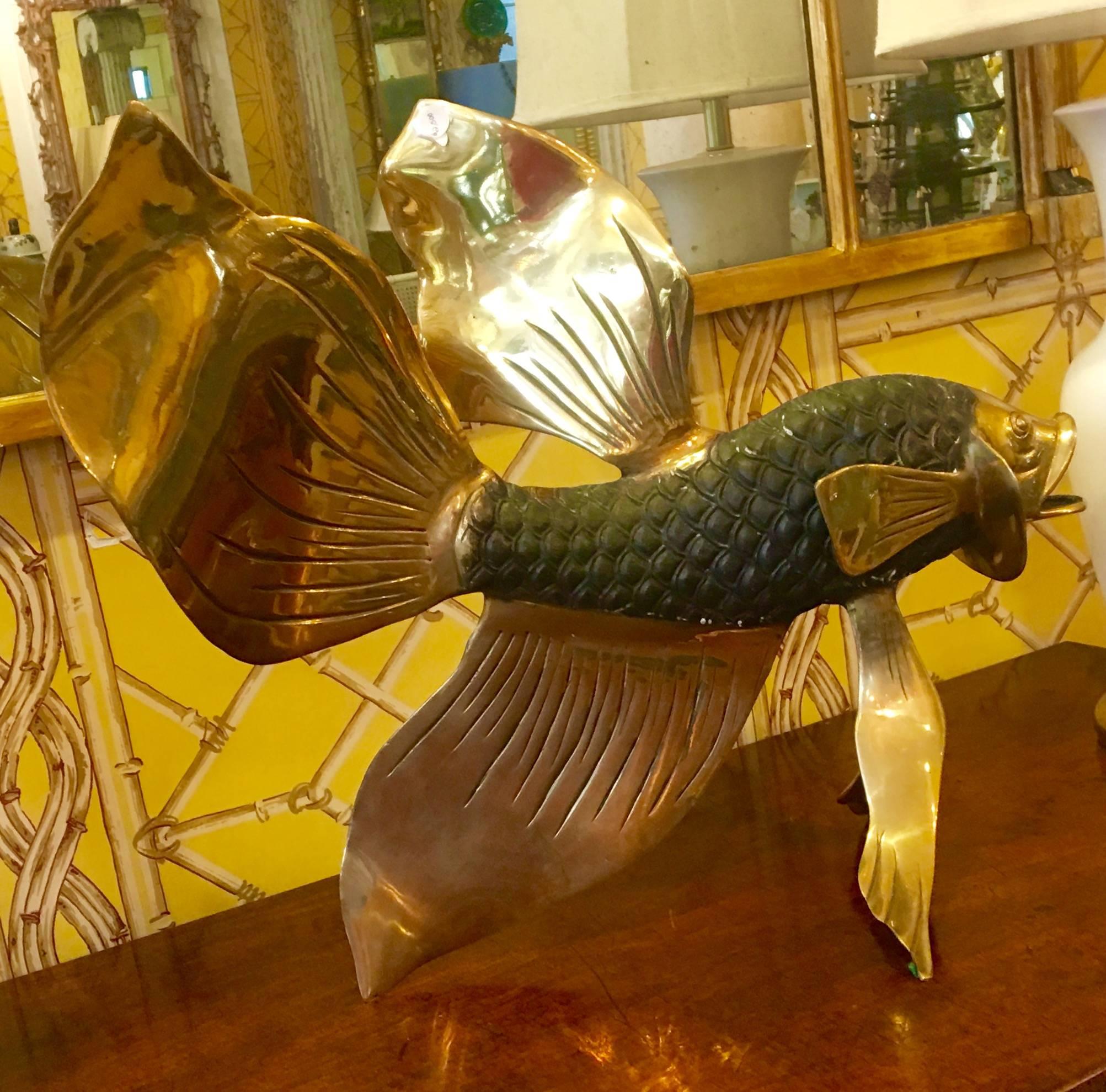 20th Century Italian Brass Fish Sculpture