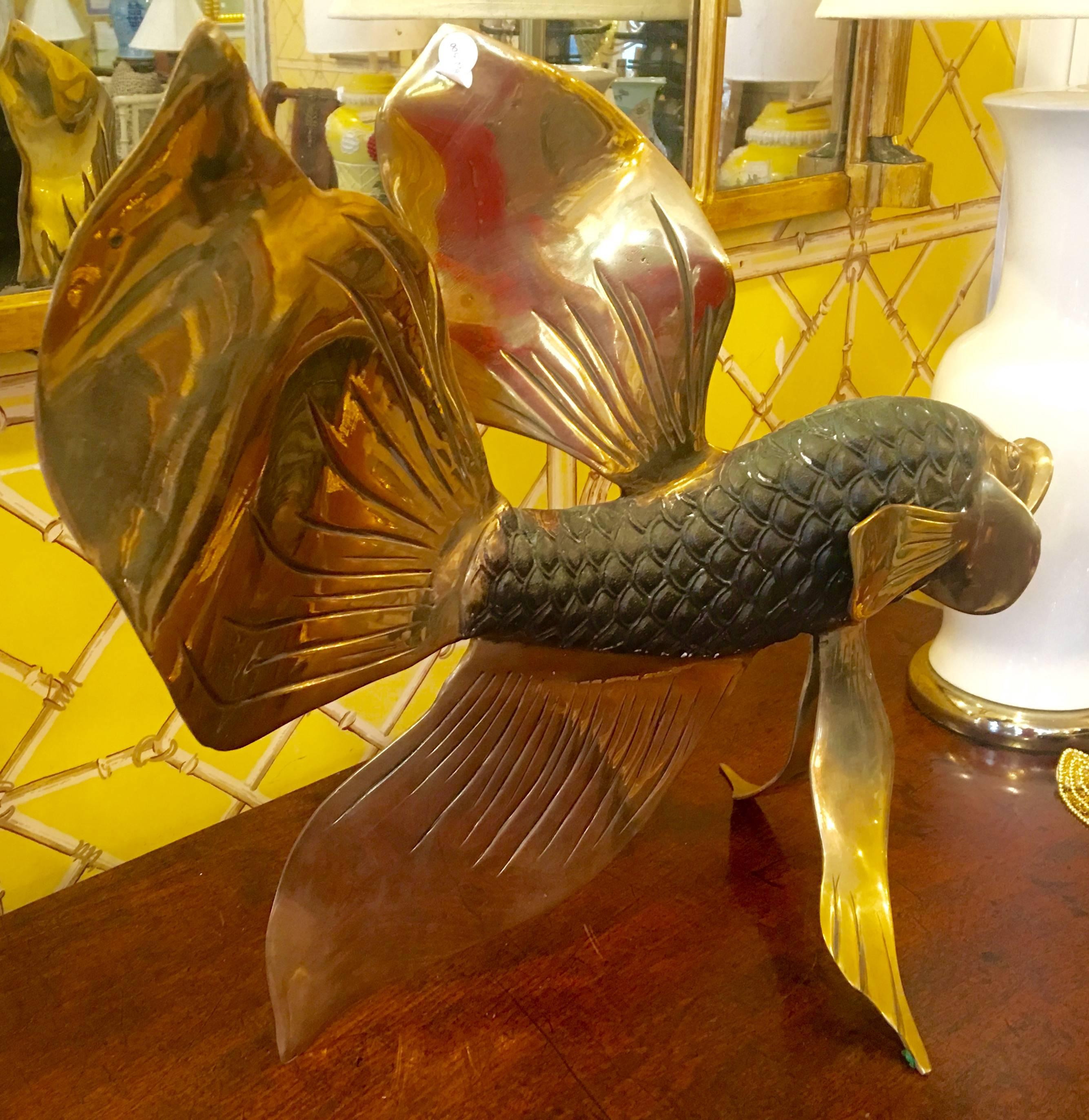 Italian brass fish sculpture.