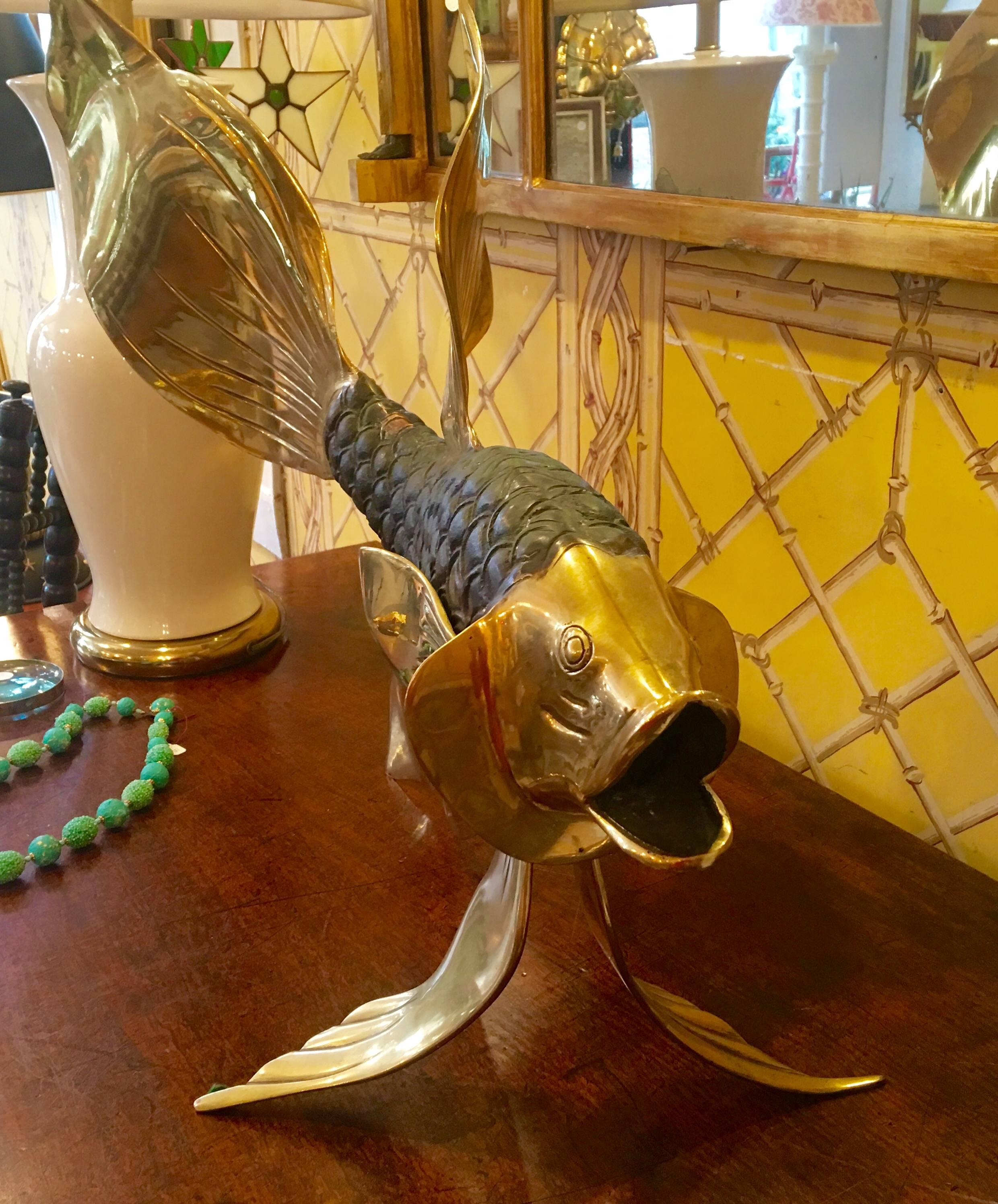 Modern Italian Brass Fish Sculpture