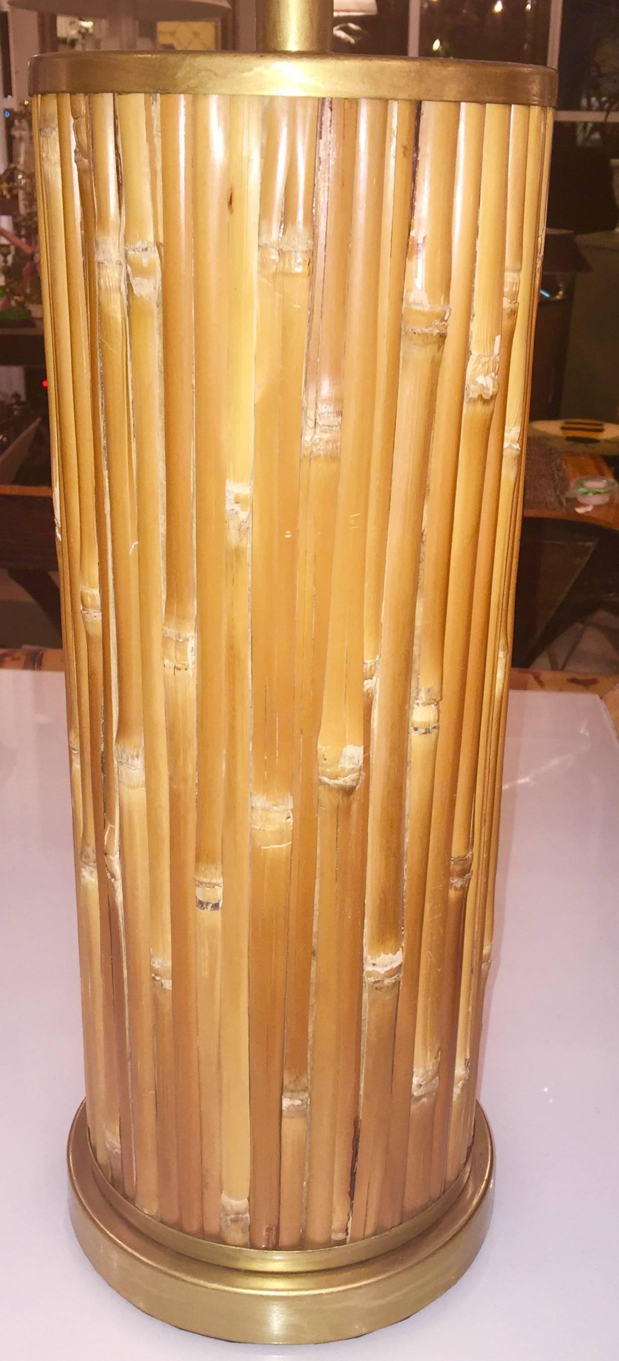 North American Pair of Midcentury American Bamboo Lamps