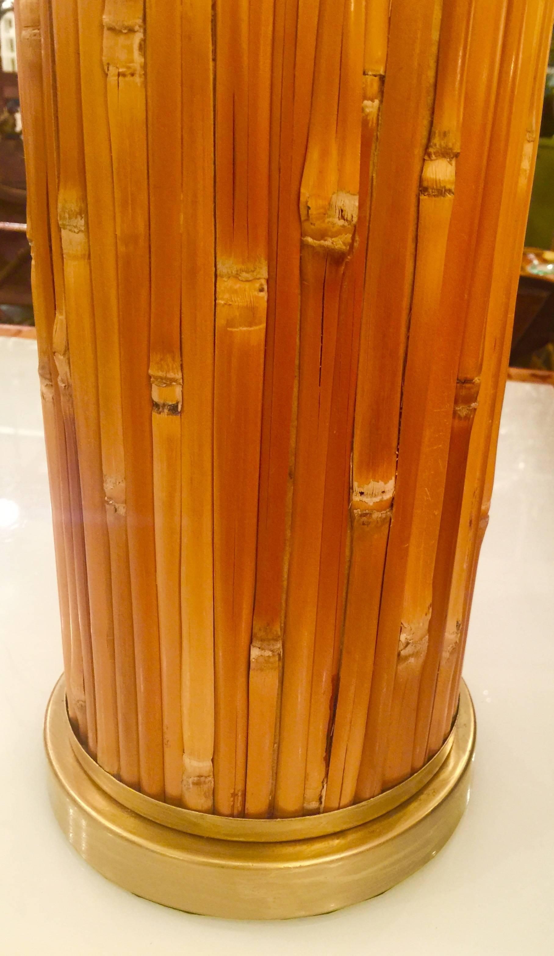 Hollywood Regency Pair of Midcentury American Bamboo Lamps