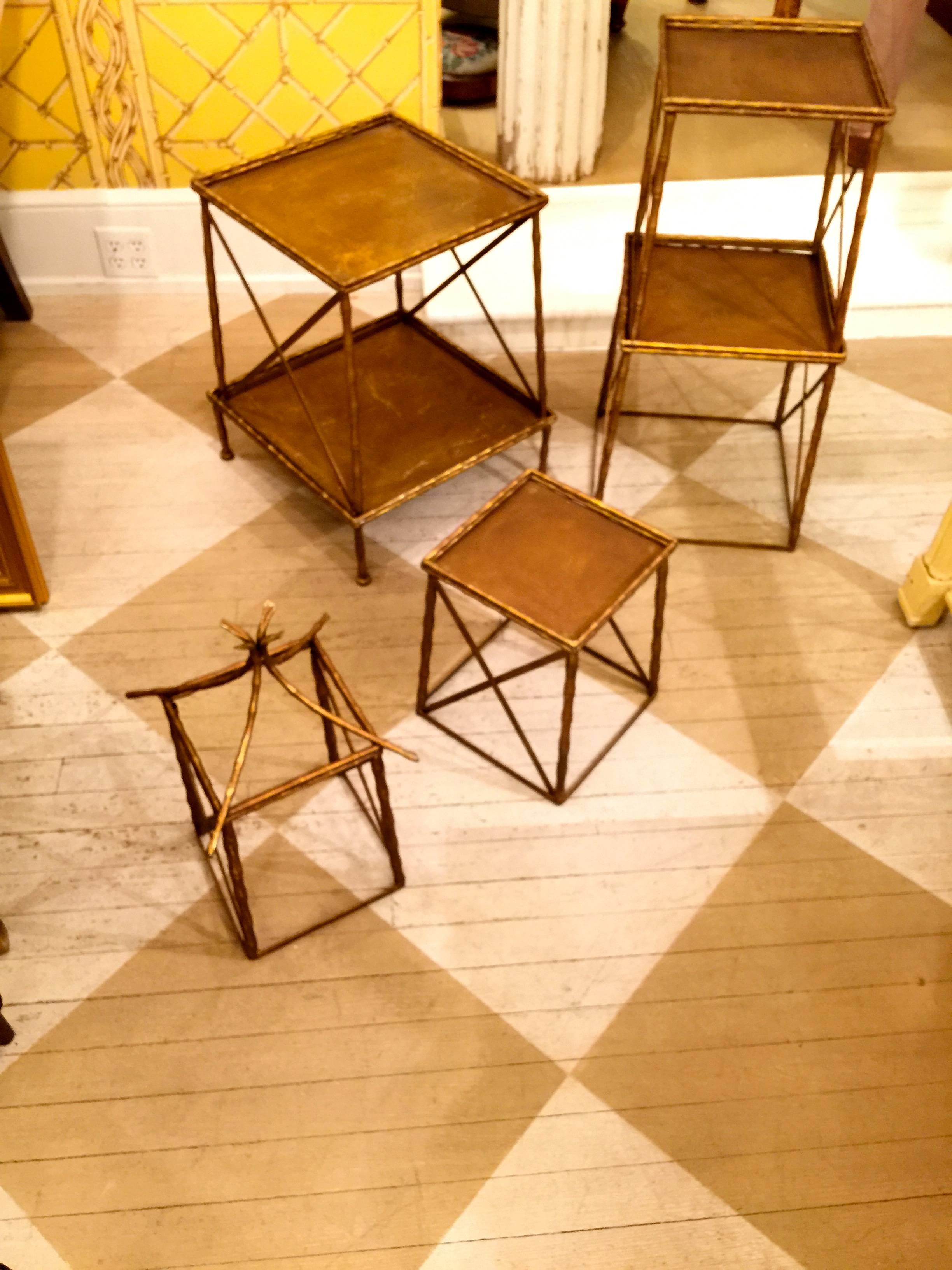 Pair of Italian Tole Bamboo Pyramids In Good Condition In Southampton, NY