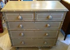 Pair of 19th Century Painted Bamboo Cottage Chests of Drawers