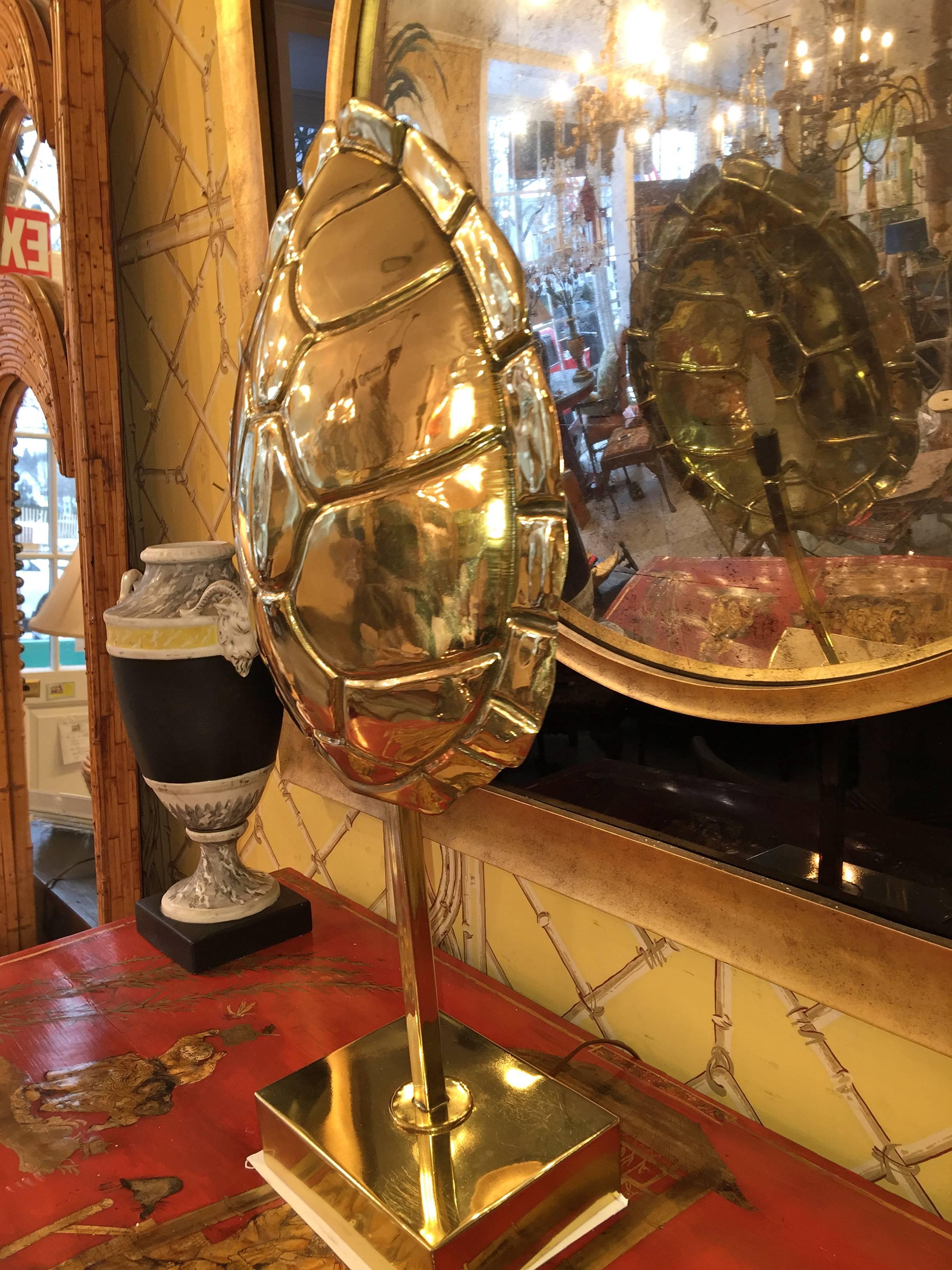 Hollywood Regency American Brass Tortoise Lamp