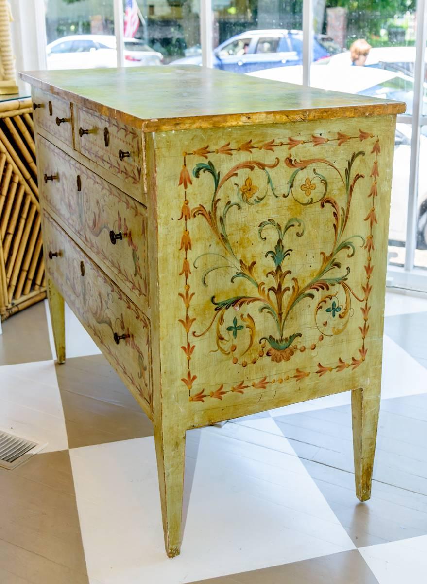 Late 18th century neoclassical Italian painted commode.