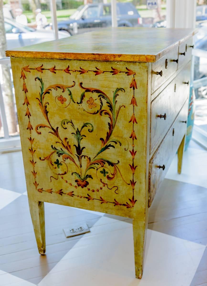 European Late 18th Century Neoclassical Italian Painted Commode