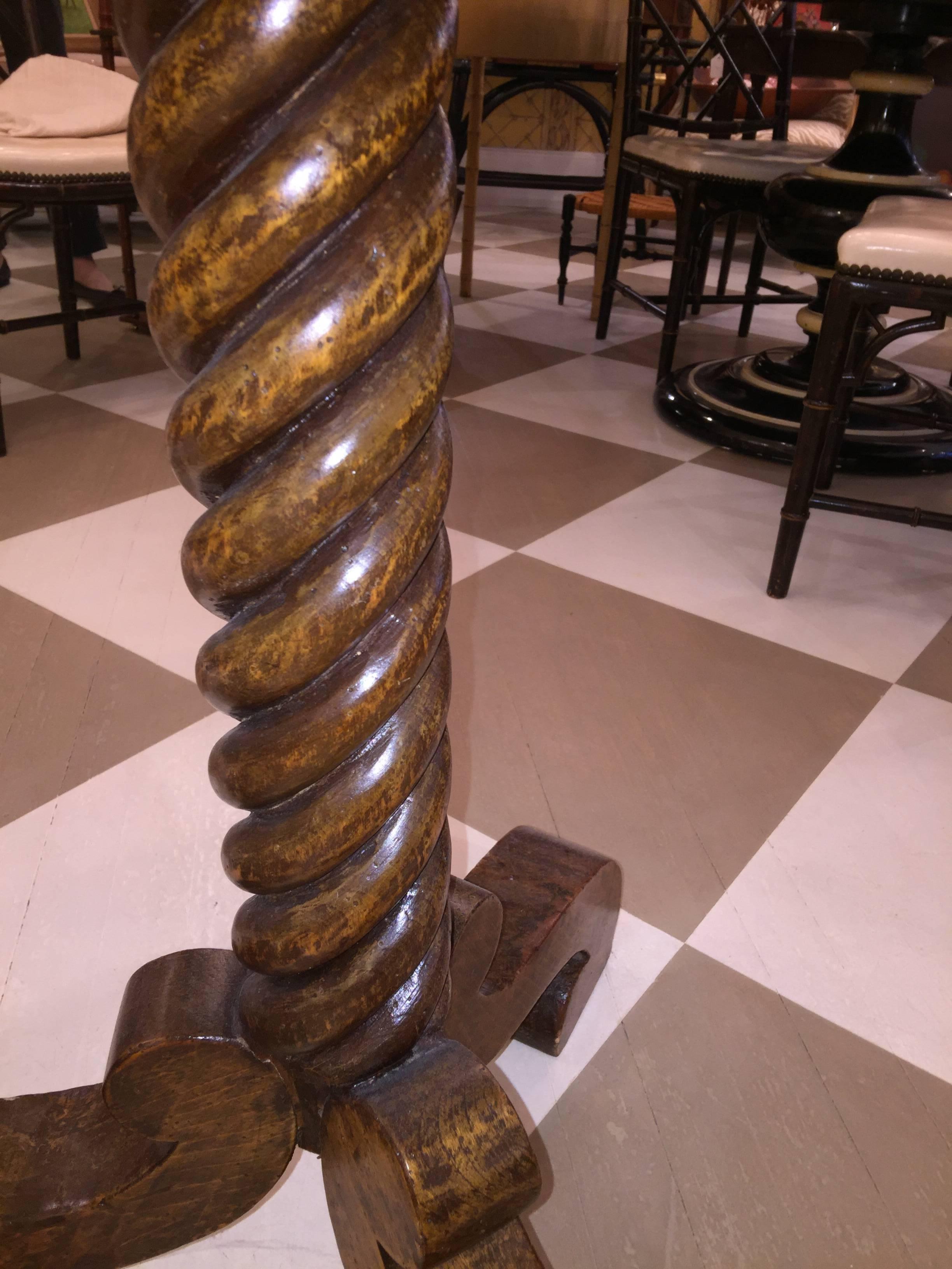 Regency Revival 19th Century English Rope Twist Pedestal Plum Pudding Mahogany Table