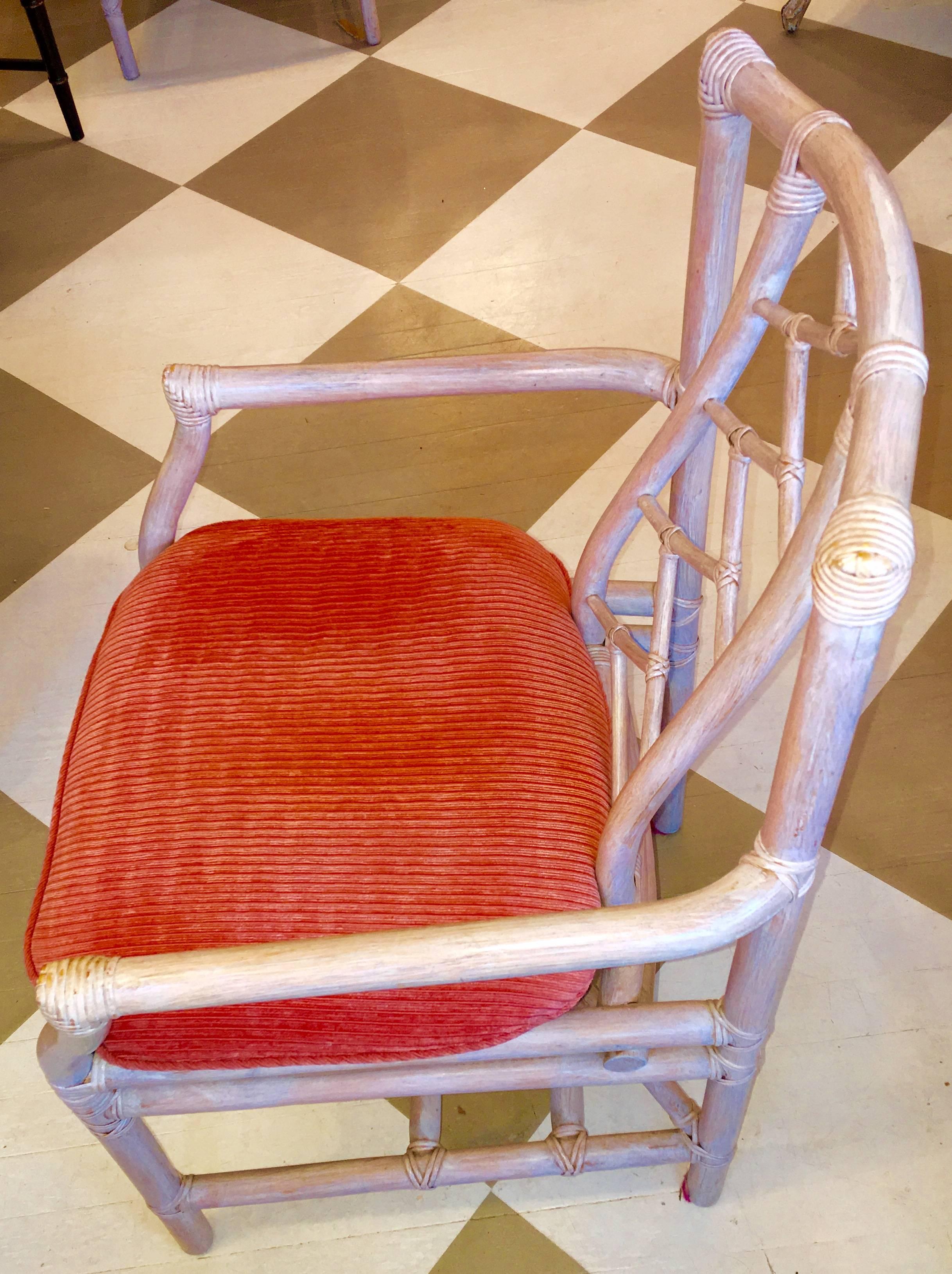 20th Century Set of Six American Mid-Century Rattan Dining Chairs