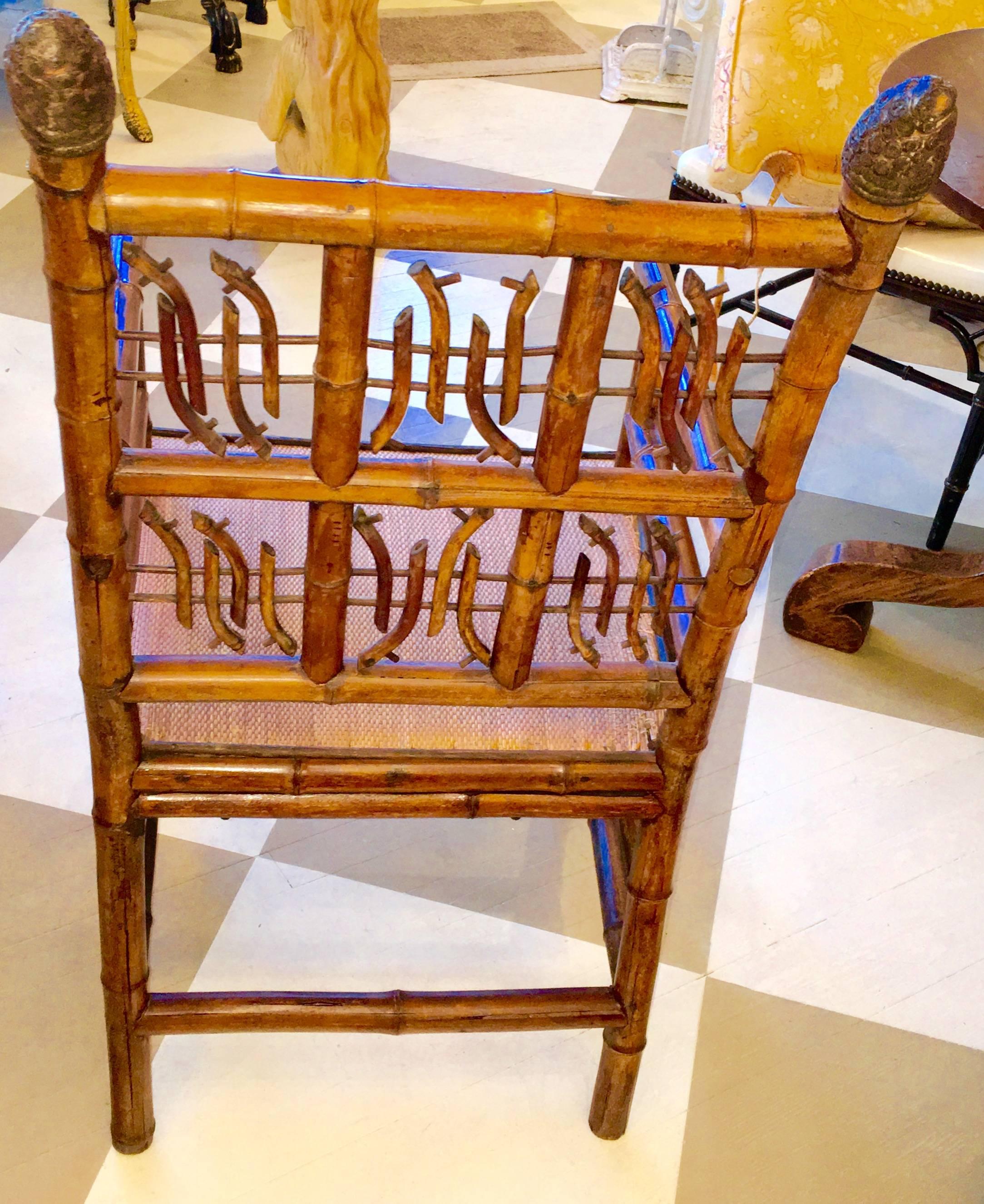 Pair of 19th Century Regency Style Root Bamboo Armchairs 3