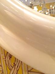 American Mid-Century Large Carl Springer Style Ivory Round Mirror