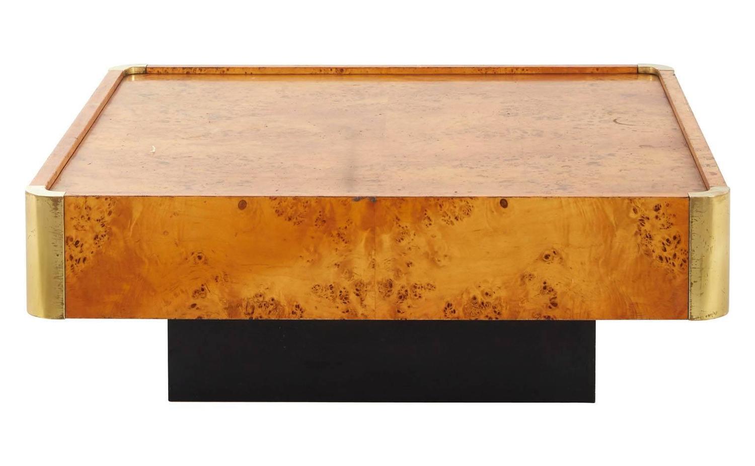 Vintage Square Burl Wood Coffee Table at 1stdibs