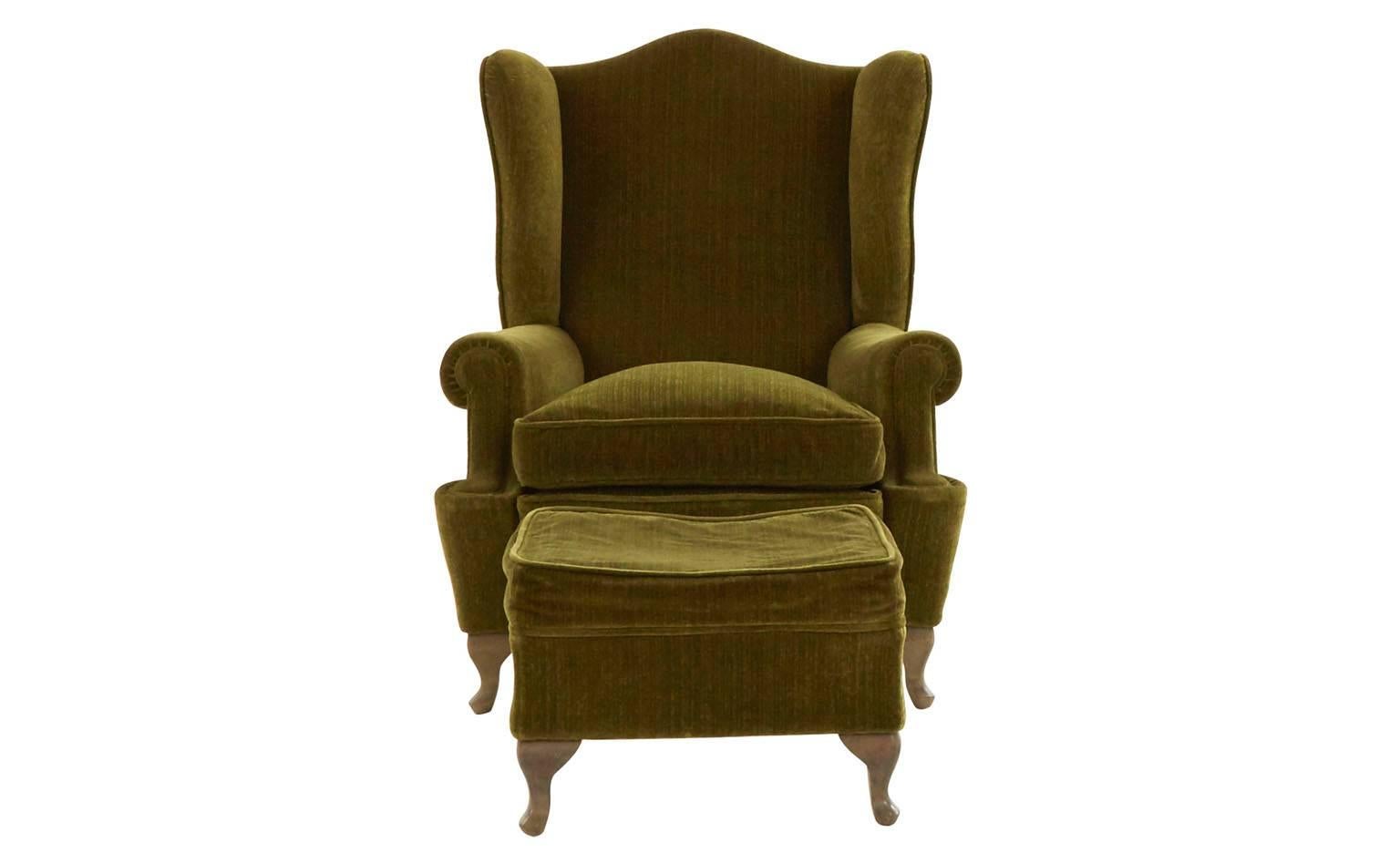 Victorian Spanish Wing Chair and Ottoman