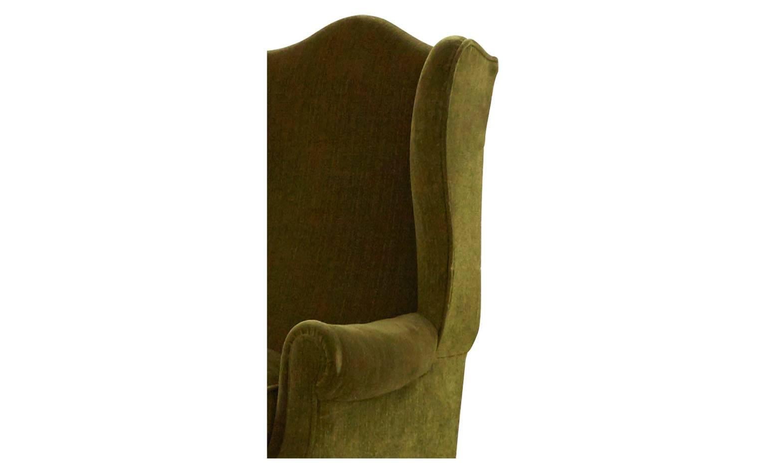 Velvet Spanish Wing Chair and Ottoman