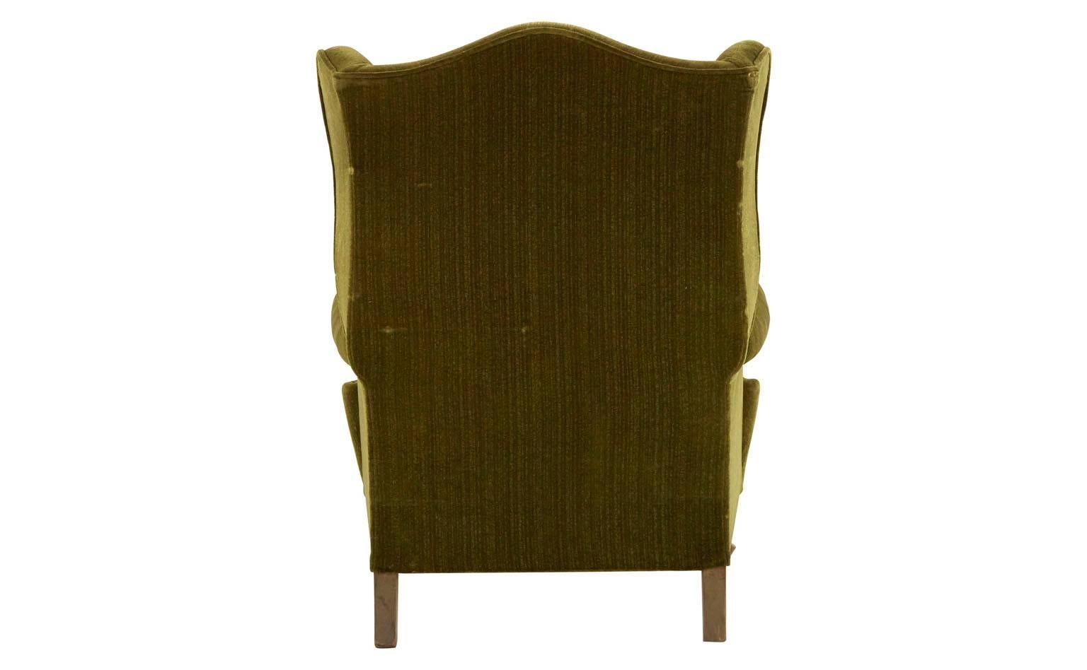 20th Century Spanish Wing Chair and Ottoman