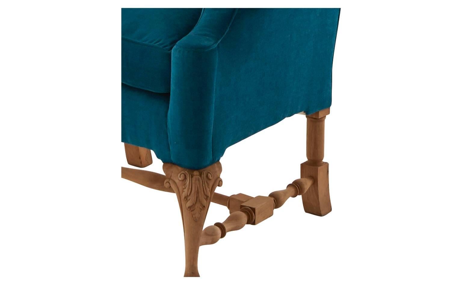 Velvet Antique French Wing Chair