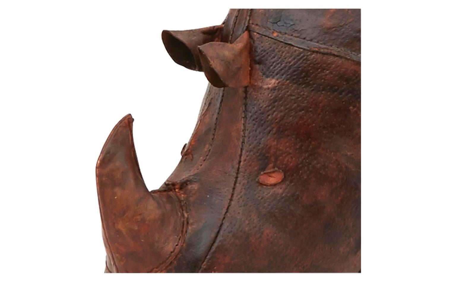 Spanish Vintage Leather Rhino Footstool