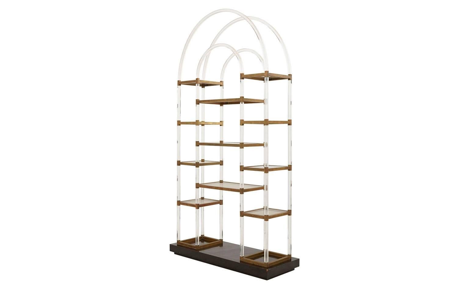 French Vintage Lucite and Brass Shelf