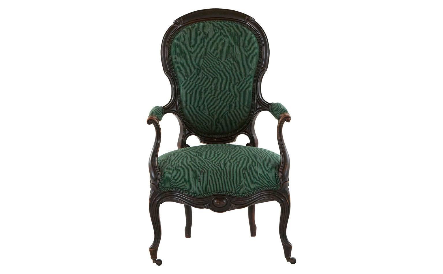 Baroque Black Armchair Re-upholstered in Kelly Wearstler Fabric