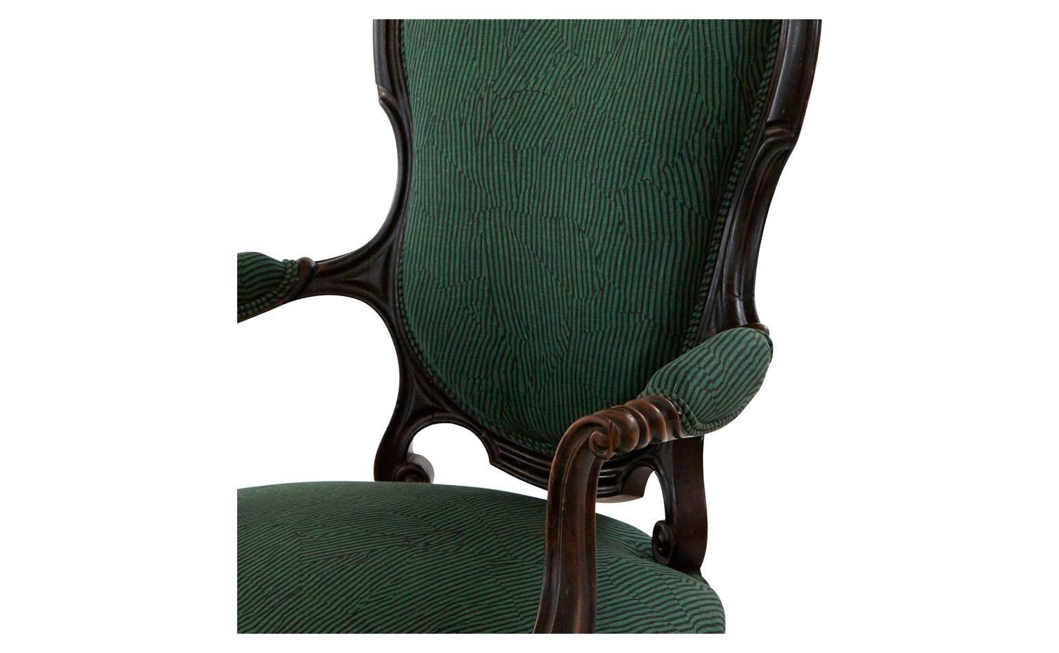Ebonized Black Armchair Re-upholstered in Kelly Wearstler Fabric