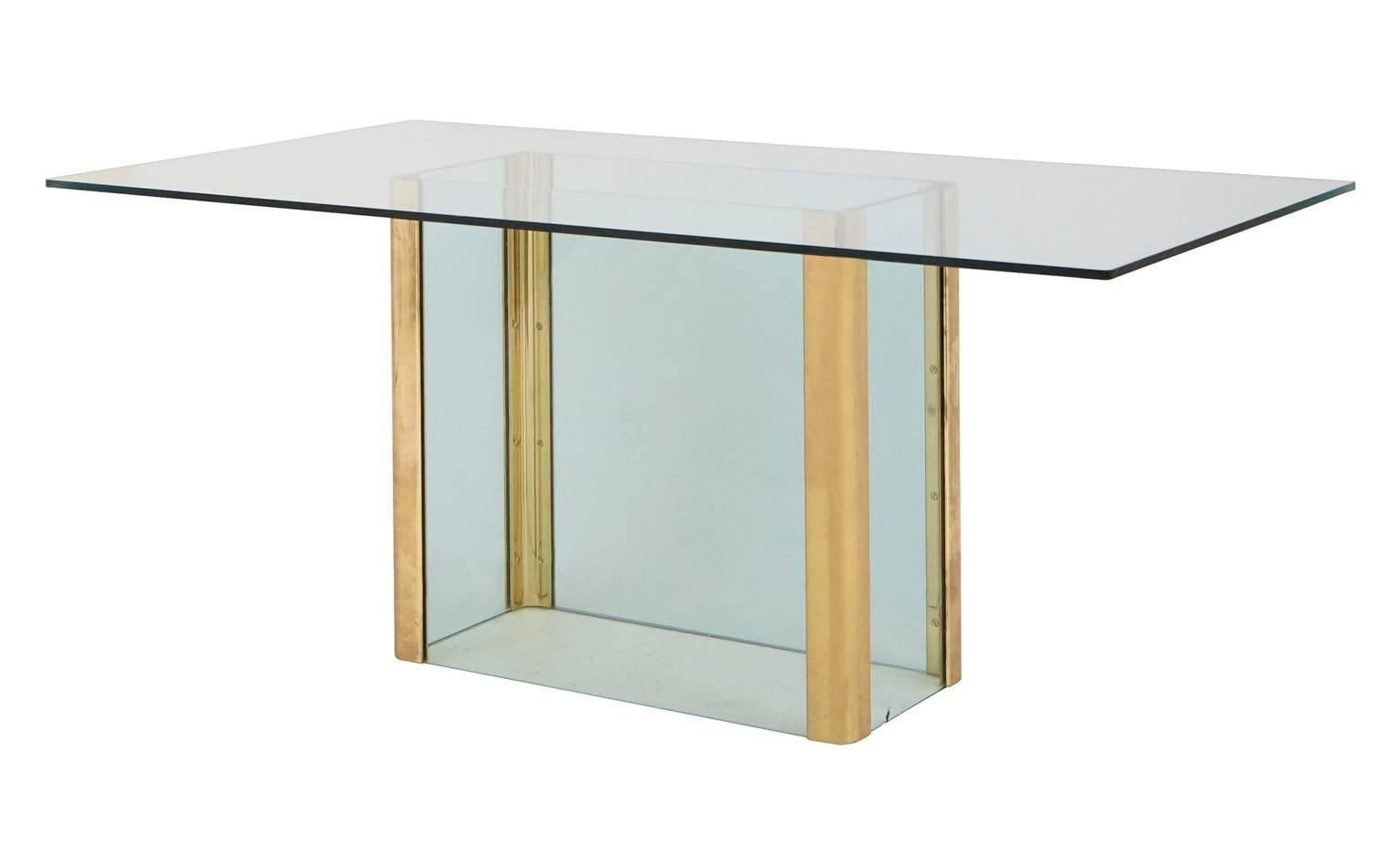 American Glass and Brass Dining Table in the Style of Pace