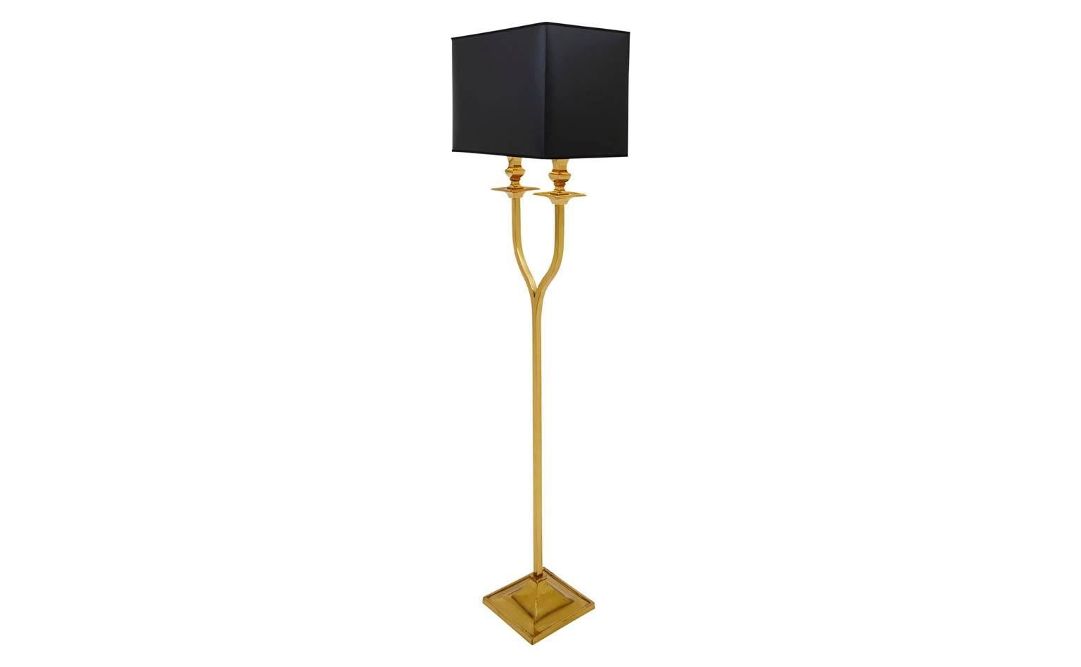 French Brass Floor Lamp In Good Condition In Chicago, IL