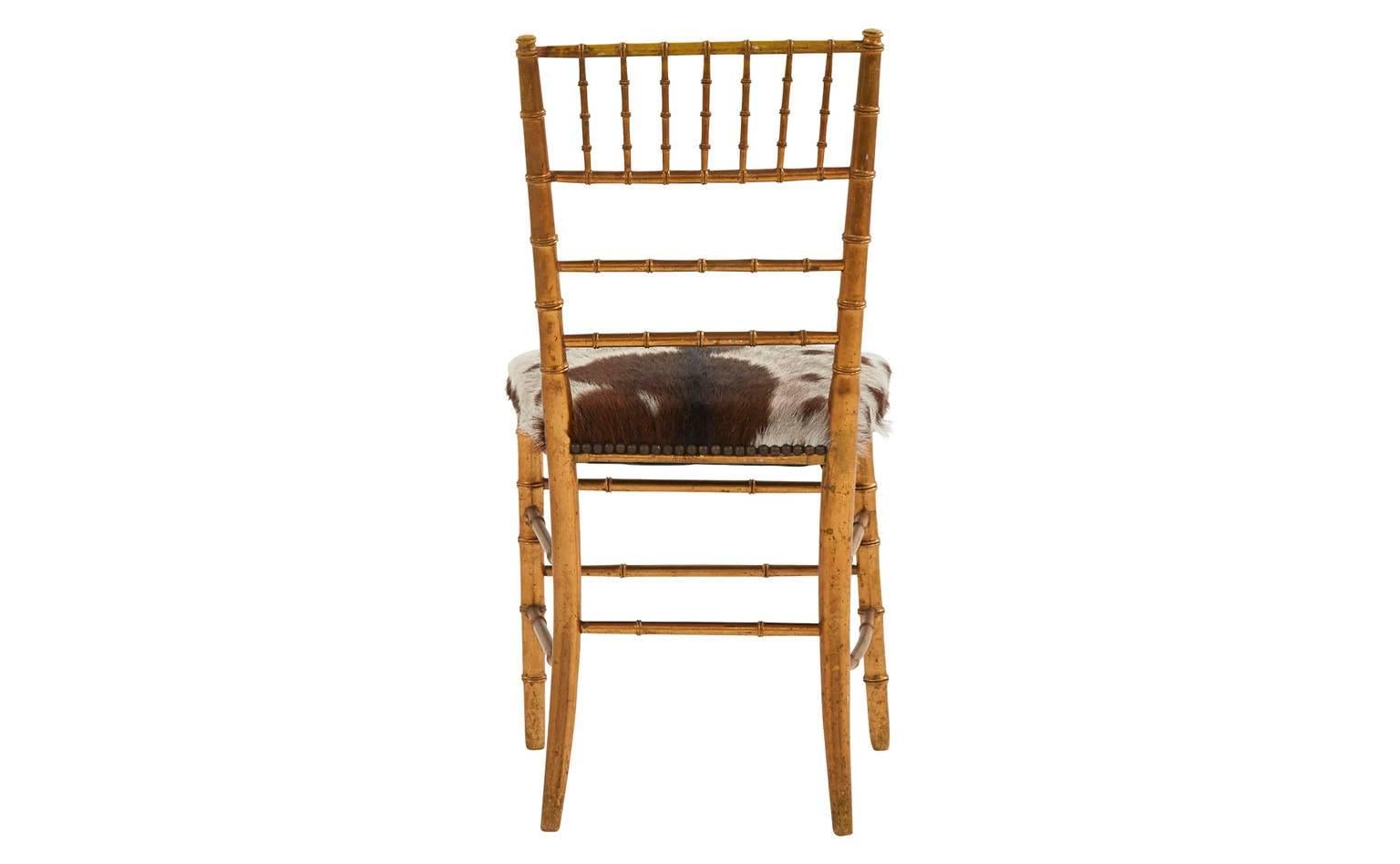Gilt Faux Bamboo Chair In Good Condition In Chicago, IL