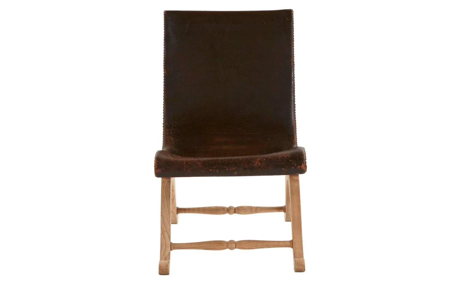 Directoire 19th Century Spanish Leather Chair