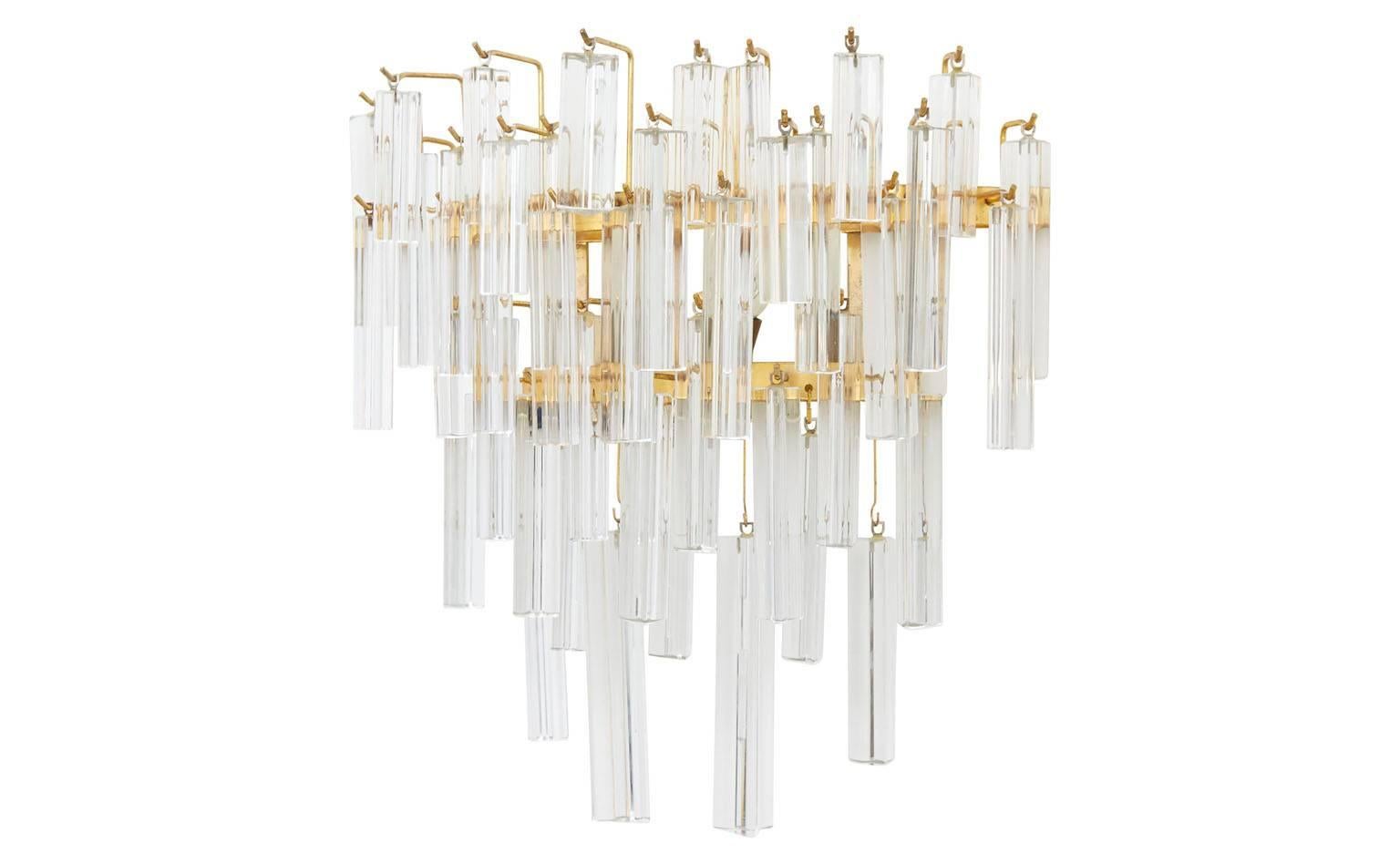 American 20th Century Glass and Brass Sconce