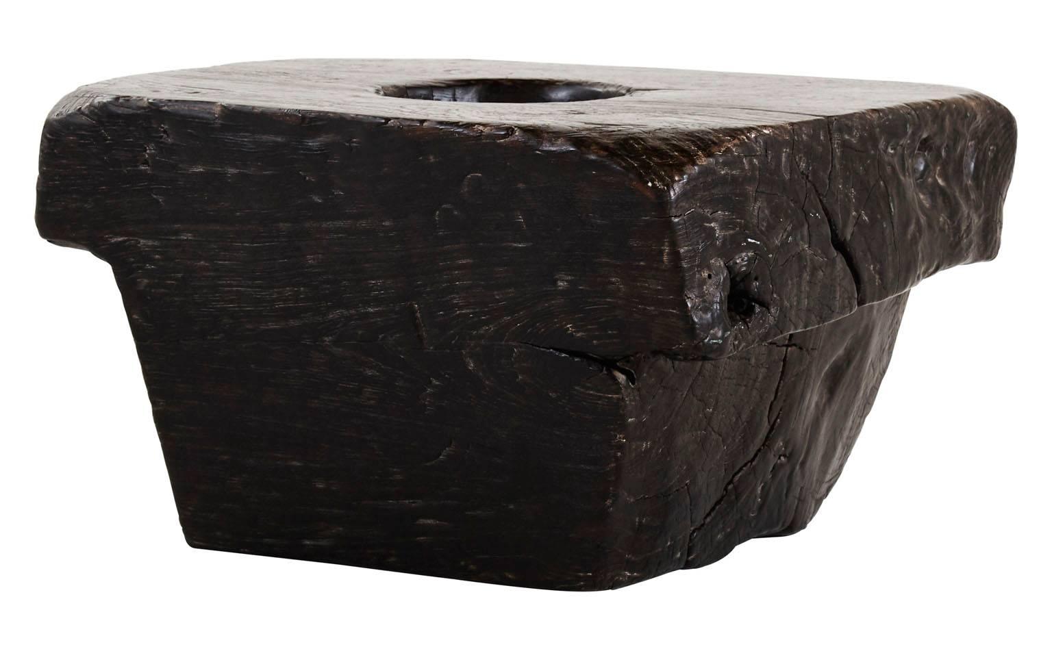 20th Century Teak Wood Black Mortar In Good Condition In Chicago, IL