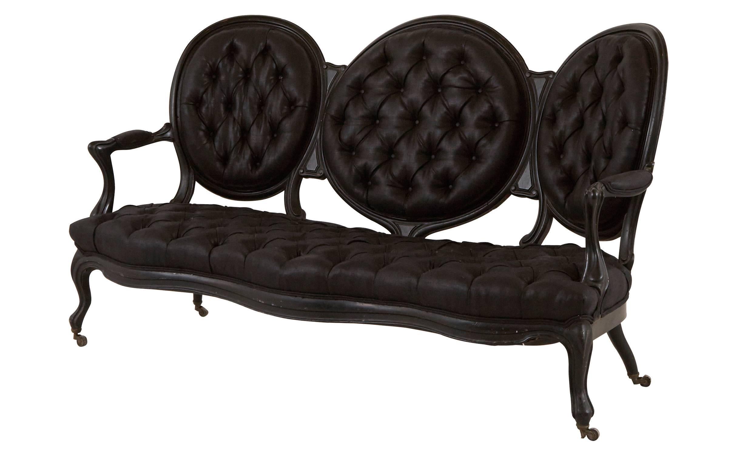 Victorian French Black Settee