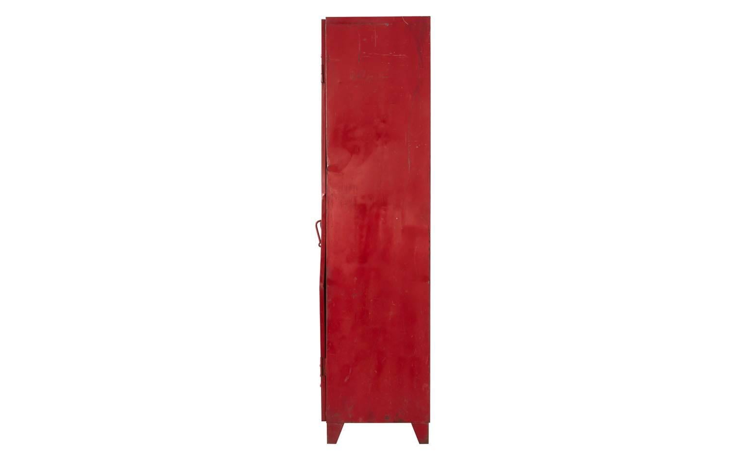 red metal locker cabinet